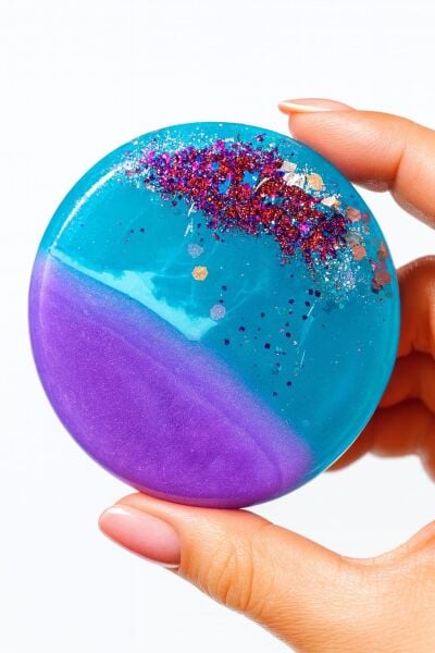 SOO SOAP MAVİ-MOR GLİTTER DETAYLI HEDİYELİK DEKORATİF SABUN DİLİMİ