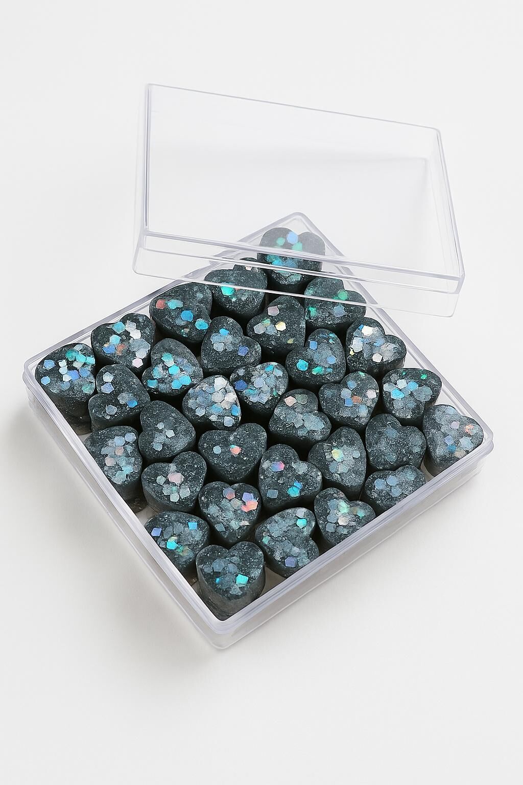 SOO SOAP KUTUDA SİYAH GLİTTER MİNİ KALP SABUNLAR