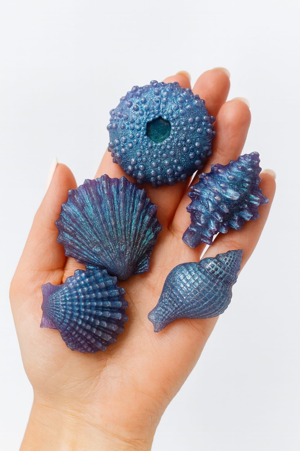 SOO SOAP DENİZ KABUKLARI MOR HOLOGRAMLI 5 Lİ SABUN SETİ HEDİYELİK DEKORATİF EL YAPIMI