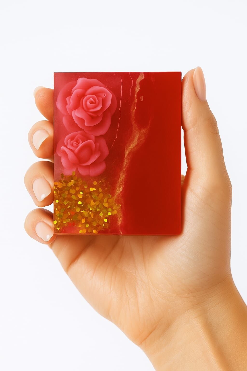 SOO SOAP GÜL VE GOLD DETAYLI EL YAPIMI HEDİYELİK DEKORATİF SABUN DİLİMİ