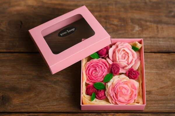 SOO SOAP GÜL KUTUSU PEMBE HEDİYELİK DEKORATİF