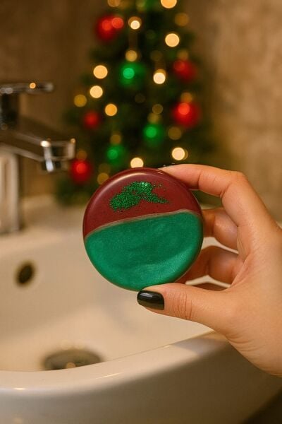 SOO SOAP KIRMIIZ YEŞİL YILBAŞI RENKLERİYLE SİMLİ SABUN EL YAPIMI HEDİYELİK DEKORATİF