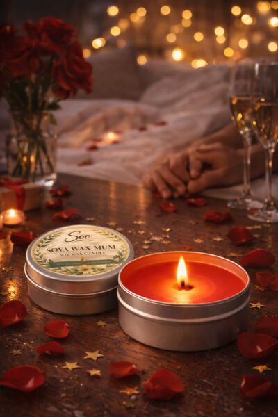 SOO SOYA WAX MUM METAL KUTUDA 100 CC EL YAPIMI HEDİYELİK DEKORATİF