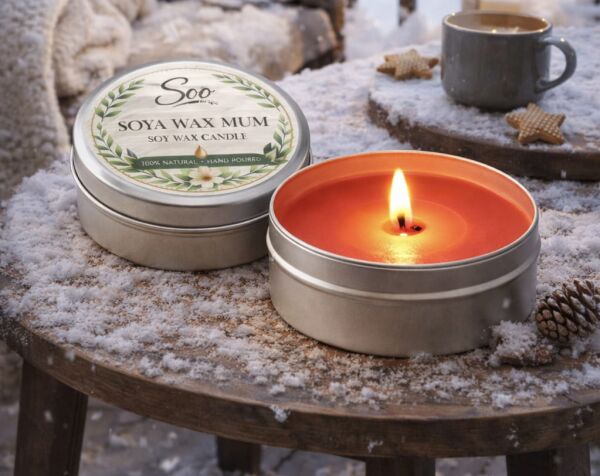 SOO SOYA WAX MUM METAL KUTUDA 100 CC EL YAPIMI HEDİYELİK DEKORATİF