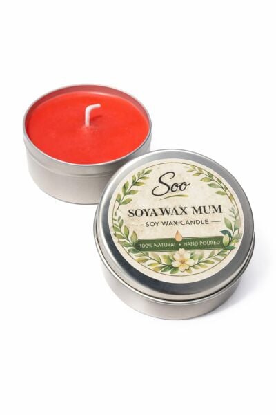 SOO SOYA WAX MUM METAL KUTUDA 100 CC EL YAPIMI HEDİYELİK DEKORATİF