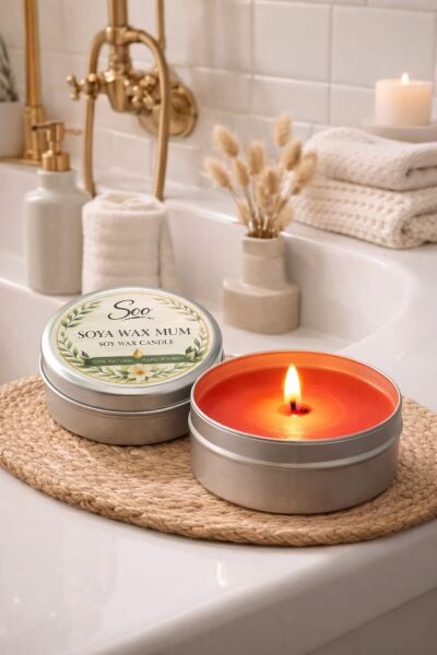 SOO SOYA WAX MUM METAL KUTUDA 100 CC EL YAPIMI HEDİYELİK DEKORATİF