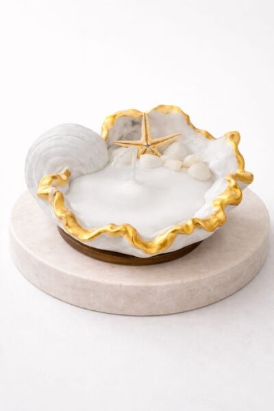 DENİZ KABUĞU MUM EL DÖKÜMÜ DEKORATİF