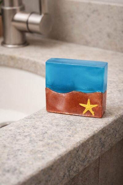 SOO SOAP DENİZ TEMALI DENİZ YILDIZLI EL YAPIMI HEDİYELİK DEKORATİF SABUN DİLİMİ