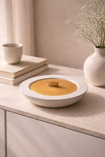 SOO BALMUMU MUM BEYAZ KASEDE AHŞAP FİTİLLİ EL YAPIMI DEKORATİF