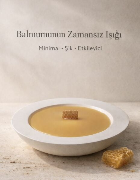 SOO BALMUMU MUM BEYAZ KASEDE AHŞAP FİTİLLİ EL YAPIMI DEKORATİF