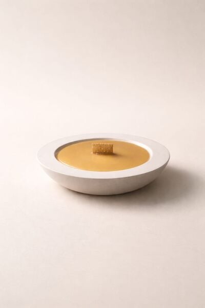 SOO BALMUMU MUM BEYAZ KASEDE AHŞAP FİTİLLİ EL YAPIMI DEKORATİF