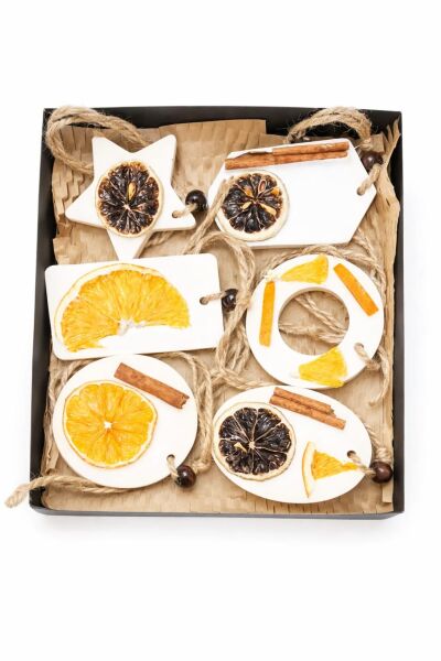 SOO PORTAKAL KOKULU DEKORATİF TAŞ SETİ 6 LI EL YAPIMI HEDİYELİK DEKORATİF