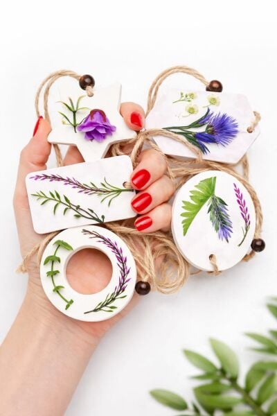 SOO LAVANTA KOKULU DEKORATİF TAŞ SETİ 5 Lİ EL YAPIMI HEDİYELİK DEKORATİF