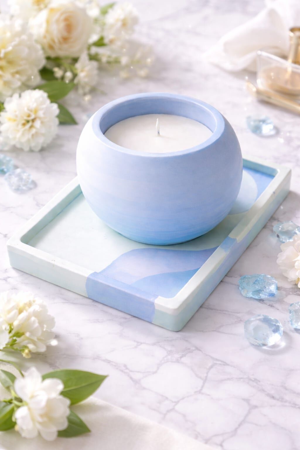 SOO BLUE CALM DEKORATİF MUM SETİ EL YAPIMI HEDİYELİK DEKORATİF