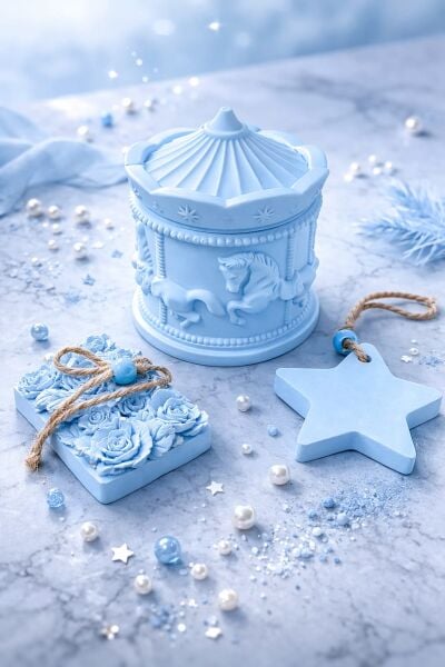 SOO BABY BLUE DREAM SET MUM VE KOKULU TAŞ SETİ EL YAPIMI HEDİYELİK DEKORATİF