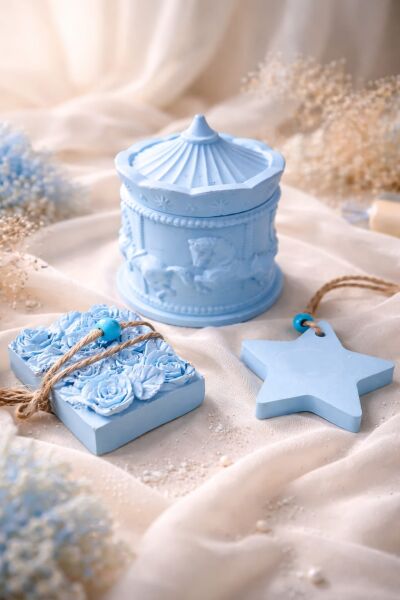 SOO BABY BLUE DREAM SET MUM VE KOKULU TAŞ SETİ EL YAPIMI HEDİYELİK DEKORATİF