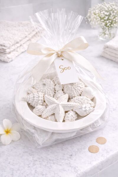 SOO MARİNA KASEDE  DENİZ KABUKLARI KOKULU TAŞ SETİ EL YAPIMI HEDİYELİK DEKORATİF