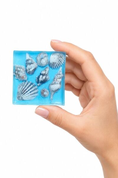 SOO SOAP El Yapımı Deniz Kabuğu Figürlü Dekoratif Sabun – Okyanus Temalı Mavi Sabun – 2'li Set