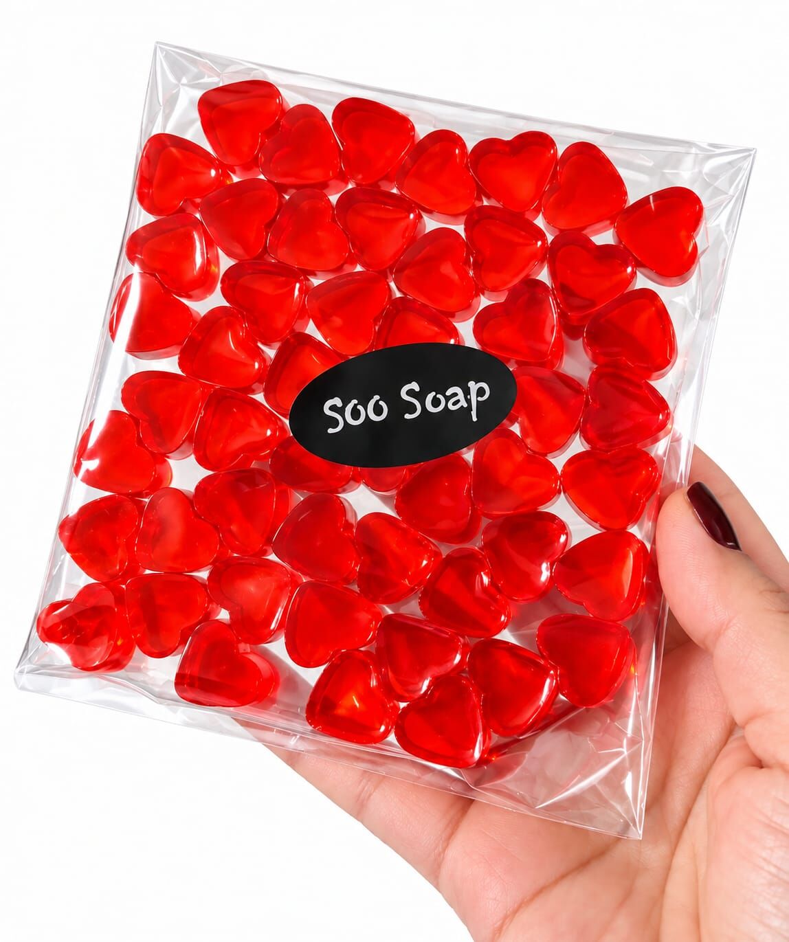 SOO SOAP MİNİ KALP SABUNLAR KIRMIZI ŞEFFAF EL YAPIMI HEDİYELİK DEKORATİF