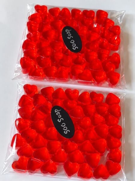 SOO SOAP MİNİ KALP SABUNLAR KIRMIZI ŞEFFAF EL YAPIMI HEDİYELİK DEKORATİF